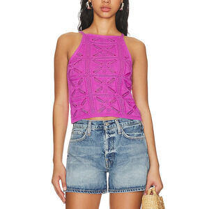 525 Purple Crochet Halter Tank Size M